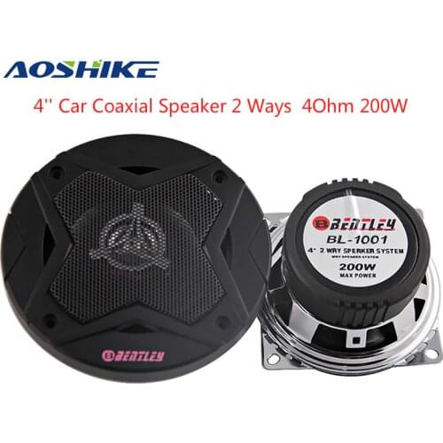 AOSHIKE 2PCS 4Inch 2 Ways Car Coaxial Speaker 4Ohm 200W Car Speaker Bass Deep And Strong Welding Aluminum Cone Midrange Power