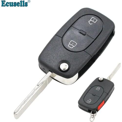 2+1 panic Buttons Remote Key Shell housing cover For Audi A3 A4 S4 A6 S6 A8 S8 TT Coupe with small battery holder