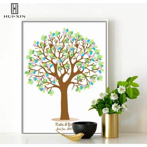 Beautiful Romantic Wedding Tree Free Personalized Custom Fingerprint DIY Guest book for Engagement Party Wedding Ceremony Decor