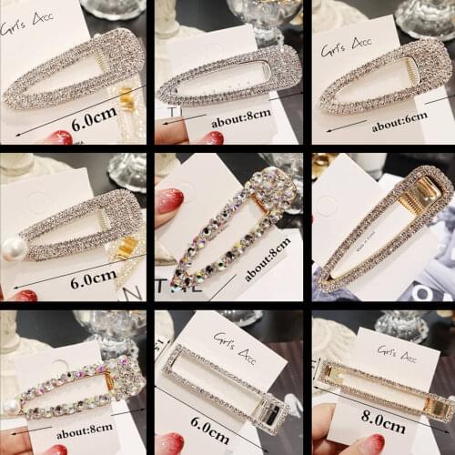 Summer Fashion Hair Jewelry Crystal HairPin for Women Girls Rhinestone Hair Clips Barrette Stick Styling Tools Accessories