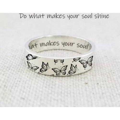 FIMAODZ Fashion Carved Flower Butterfly Rings for Women Romantic Bohemian Charm Ring Girls Jewelry