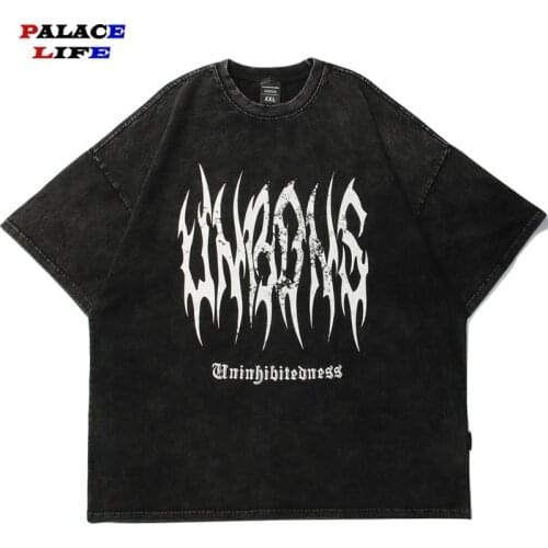 2021 Hip Hop Streetwear Men T Shirt Vintage Sanskrit Print Washed T shirt Harajuku Cotton Short Sleeve Tops Tees Gray Black