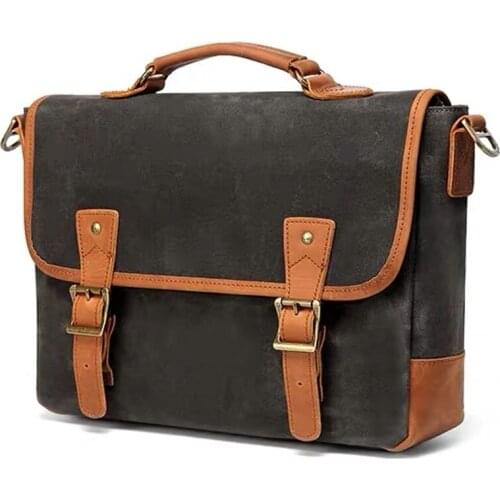 New Men Vintage Casula Leather Briefcase Laptop Bag large capacity Messenger bag men shoulder bag office document handbag