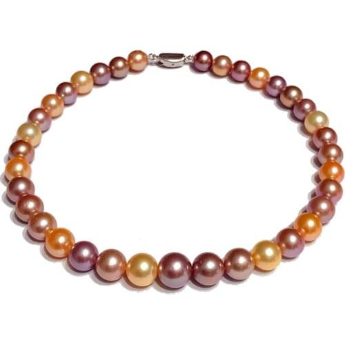 NYMPH big 11-14mm Round Natural Freshwater Pearl Necklace Edison Mixed Color Pearl Women Fine Jewelry Gift X274