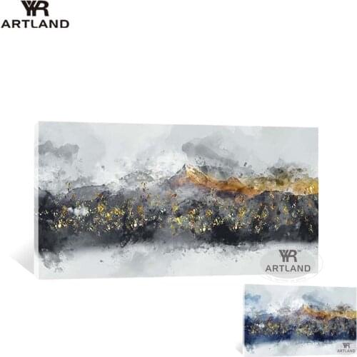 Tableaux peinture moderne wall decoration gold mountains Hand drawn canvas oil painting art poster for living room sofa bedroom