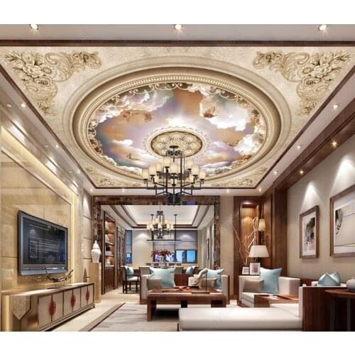 Custom Ceiling Wallpaper 3D Murals Hotel living room European Auspicious clouds retro Ceiling fresco background wallpapers