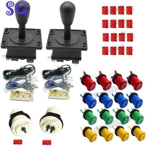 Raspberry Arcade Joystick DIY Kits with 2Players USB LED Encoder Long shaft Joystick Controller happ Push Button