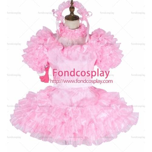 Lockable Sissy maid satin-Organza dress Uniform cosplay costume Tailor-made[G1993]