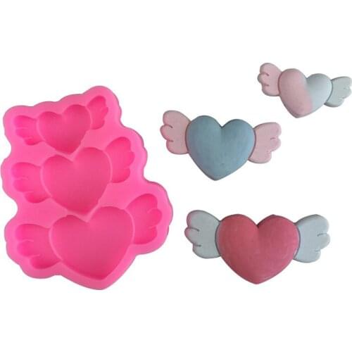 Double Love Wings Silicone Mould Dripping Sugar Baked Chocolate Cake Tools Soft Clay Dripping Gypsum Ornaments