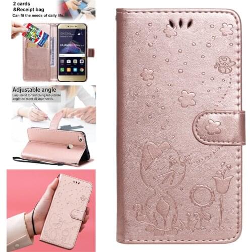 Flower Silicon Flip Cases For coque Huawei P9 Lite 2017 Telefoon PU Leather Wallet Book Phone Cell sFor estojo Honor 8 P8 Cover