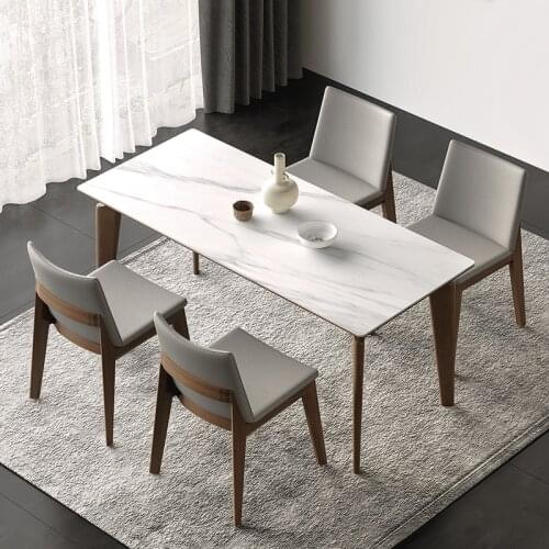 Nordic rock plate modern simple light luxury table chair combination ash solid wood rectangular dining