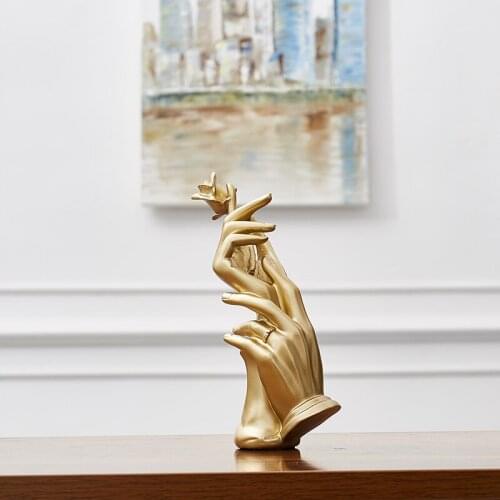Gold Resin Statue for Decoration Home Decor Statues Abstract Sculpture Modern Figurines Love Rose Statue Valentines Day Present