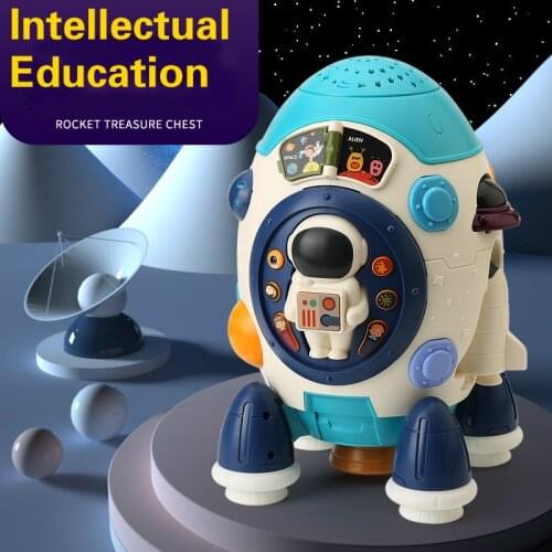 LED Rotating Star Projector Multifunctional Toy Baby Soothing Musical Lamp Night Light Star Rocket Shape Flashlight kids Gift