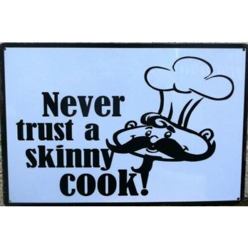 Skinny cook metal sign cocktail vintage cafe pub poster retro kitchen plaque