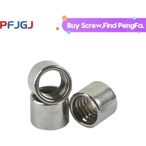 Peng Fa 304 Stainless Steel Extension And Thick Round Joint Nut M3 M4 M5 M6 M8 M10 Cylindrical Screw Rod Welded Round Nut