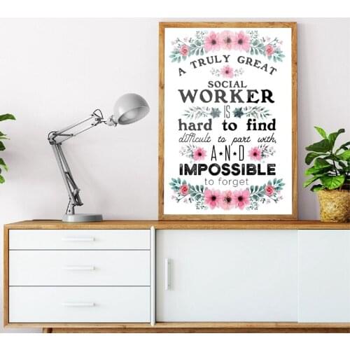Great Social Worker Gift Appreciation Print And Poster Goodbye Work Inspirational Quote Canvas Painting Office Wall Art Decor