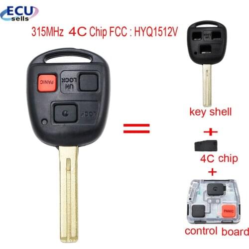 New Replacement Remote Key for Lexus GX470 LX470 With 4C Chip 315MHZ- FCCID : HYQ1512V Uncut Blade