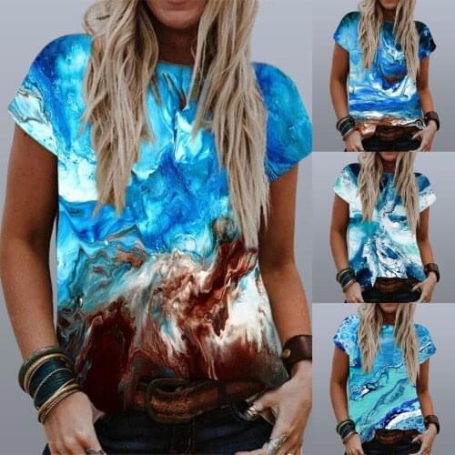 2021 Summer Women 3D Printing O Neck Short Sleeve T Shirt Ladies Casual Fashion Plus Size Loose Tops Womens Vintage Clothing