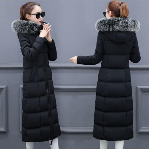 Women winter bubble coats down long padded clothes solid color black jacket puffer warm thick winter parkas