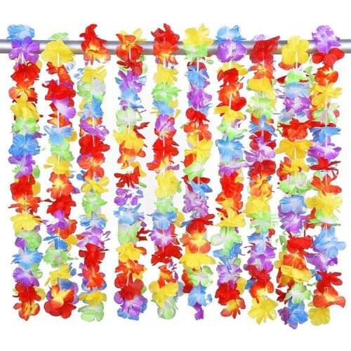 10Pcs/lot Artificial Hawaiian Garlands Beach Flower Necklace Tropical Hawaii Party Leis Floral Farmhouse Party Decor Wreath