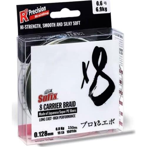 2021 Sufix 150M Invisible Newest Green-X8 Straight Strength Water Cut Performance 8 Braided Line