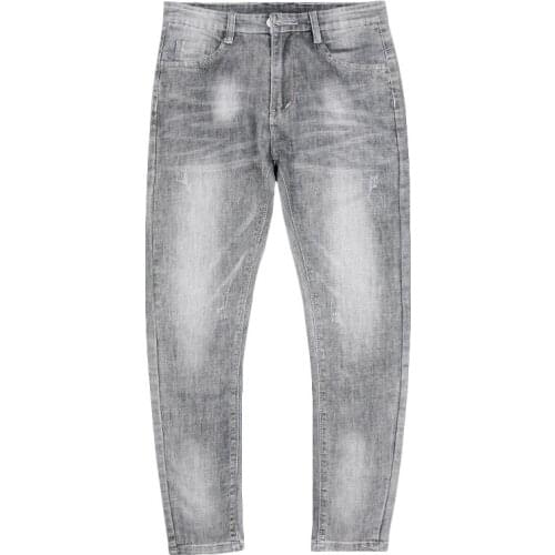 2021 mens summer thin section white jeans mens slim feet pants mens light color wild casual trousers W405