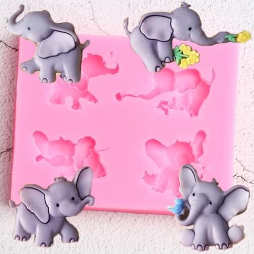 3D Elephant Silicone Mold Rose Flower Birds Candy Chocolate Molds DIY Baby Birthday Cupcake Topper Fondant Cake Decorating Tools