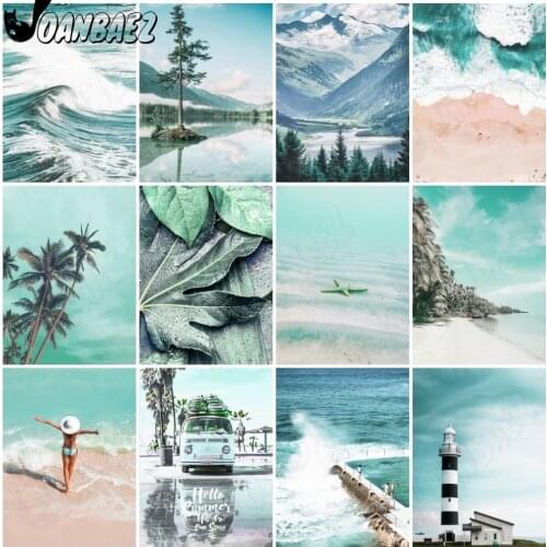 Snow Mountain Seascape Diamond Painting 5D Diy Beach Coconut Tree Wall Art Sticker Diamond Embroidery Mosaic Inlaid Room Decor