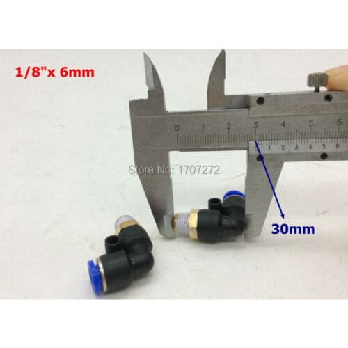 Free shipping 5pcs 6mm 1/8 inch threaded elbow pu hose connector 90 degree nylon pipe joint pneumatic air fitting,copper fitting