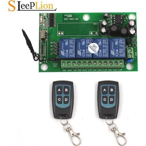 Sleeplion 110V 220V 240V 4CH RF Wireless Remote Control Relay Switch Receiver Security System Garage Doors Smart Switch 85V~250V