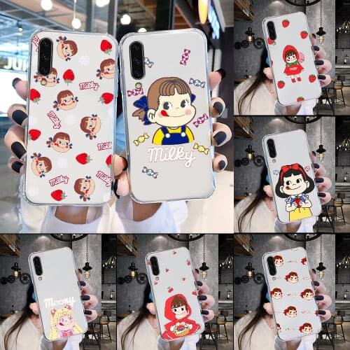 Cartoon Fujiya Peko Milky Girl Phone Case For Samsung Galaxy A 3 5 7 8 10 20 21 30 40 50 51 70 71 E S 2016 2018 4G transparent