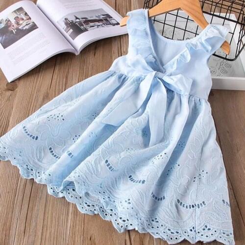 Keelorn Girl Dress 2021 Summer Kids Clothes Sleeveless Hollow Baby Princess Dresses For Girls Embroidery Children Vestidos 2-7Y