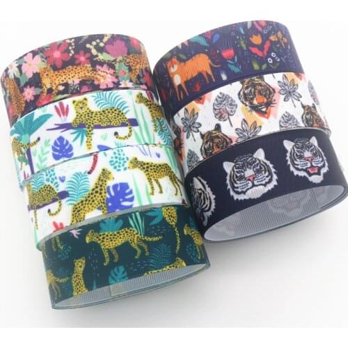 DHK 50yards Tiger Jajuar leopard Printed Grosgrain Ribbon Accessory Hairbow Headwear Decoration DIY Wholesale OEM S1392