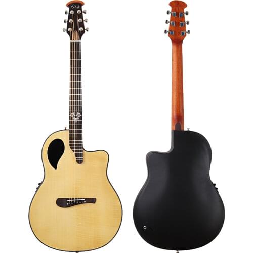 Stock round back ovation model electric acoustic guitar 41 inch acoustic guitar cutaway design 6 string folk guitar