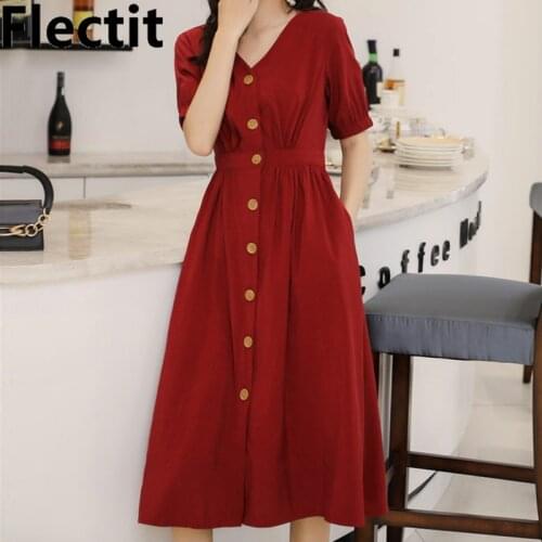 Flectit Solid Summer Dresses
