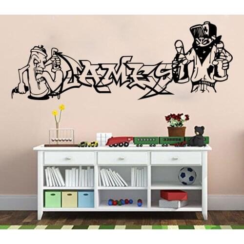 Custom Name Graffiti Street Wall Sticker Boy Room Nursery Personalized Name Graffiti Wall Decal Bedroom Kids Room Vinyl Decor