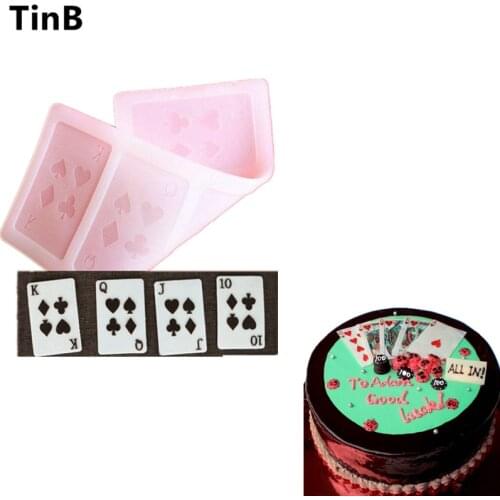 Bakeware Tool Baking Kitchen Accessories Playing cards Chocolate Fondant Cake Decorating Tools Cake Stencil Template Mold Pad