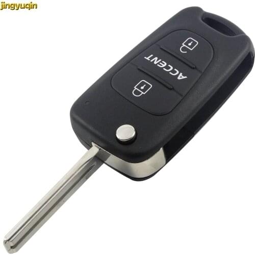 Jingyuqin Key Shell Refit For Hyundai Accent Automative Uncut Blade Keyless Case Blanks Entry Fob Housing 3 Button Folding Flip
