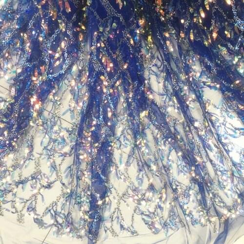 LASUI 1 yard =1 lot 5 Colors Pretty tassel sequin mesh lace fabric Magic color sequin DIY Performance dress evening dress W0096