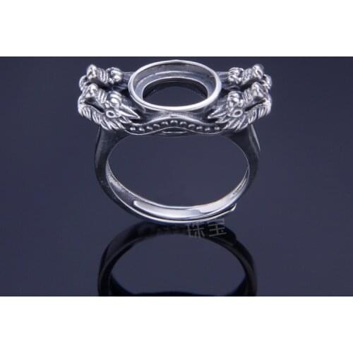 8*10mm 925 STERLING SILVER mens dragon Semi Mount Bases Blanks base blank Pad VINTAGE ring ring Setting set jewelry gift A1254