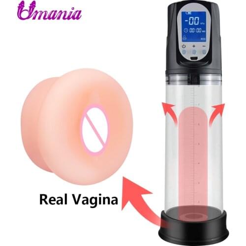 Penis Enlarger Pump with real Vagina, sex toys for men, Automatic Vacuum Pump long last erection Penis enhancer cock Extender