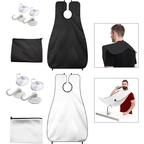 No static Anti-scratch Waterproof Non-Stick Hair Cutting Beard Shaving Apron Cape Hair Catcher w/ 4pcs Suction Cups for Men