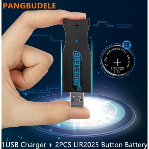 NEW High-quality universal USB interface charger 1PCS + 2PCS rechargeable coin cell LIR2025 Button Battery