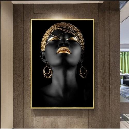Canvas Posters and Prints Scandinavian Wall Art Picture Contemplator Black African Nude Woman Oil Painting on For Room Decor