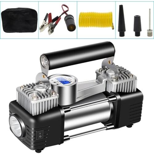Portable Car Air Compressor DC 12V Digital Tire Inflator Air Pump 150PSI for Car Motorcycle LED Light 2 cylinder air compressor