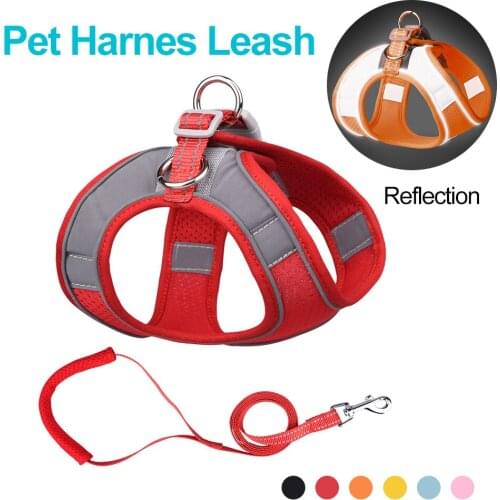 Dog Harness Leash Set Hight Reflective Adjustable Pet Harnesses Vest For Small Medium Big Dogs Night Safety Walking Pet Supplies