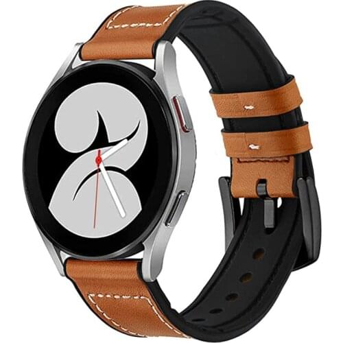 20mm Leather Silicone Band For Samsung Galaxy Watch 4 Active 2 44mm 40mm Strap For Galaxy Watch 4 Classic 42mm 46mm Watchbands