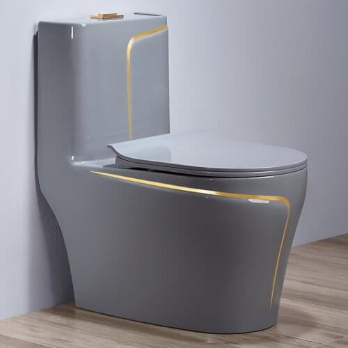 Grey Gold Bathroom Ceramic Washdown Toilets One Piece WC P-trap/S-trap Colored Gray Toilet Bowl Toilets One Piece Closestool