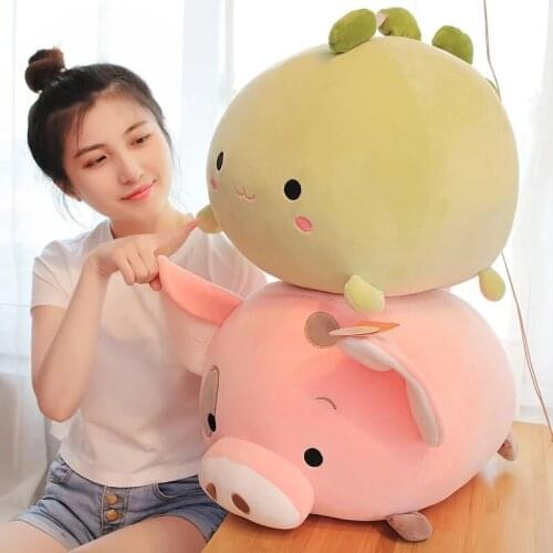 Cute Forest Animals Plush Dolls Dinosaur Pig Elephant Shiba Inud Dog Stuffed Toys Soft Fat Pillow Cushion Kawaii Kids Gift
