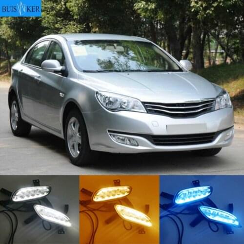 LED Daytime Running Lights DRL Fog Lamp with Yellow Turn Signal Lamp For Roewe 350 2011-2016